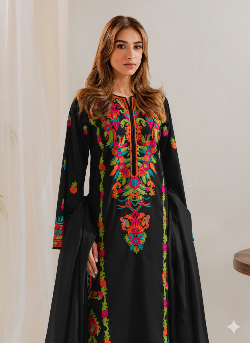 Multi Color 3Pcs Embroidery